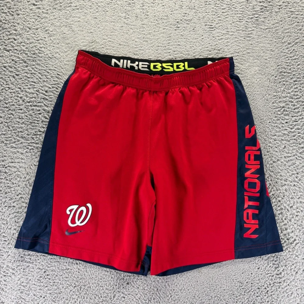 Nike Dri-Fit Shorts Mens L Red Athletic Washington Nationals MLB Baseball Sports